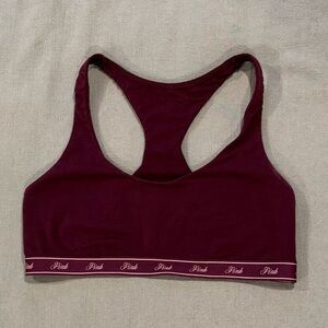 PINK logo cotton racerback bralette